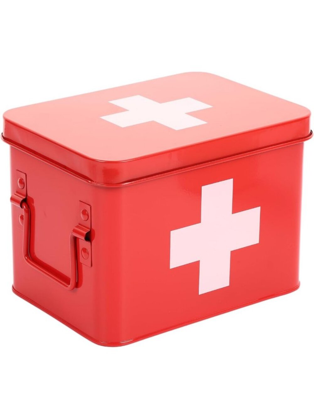 Retro Enameled First Aid Box for Medicine Storage & Home Decor - Red/White